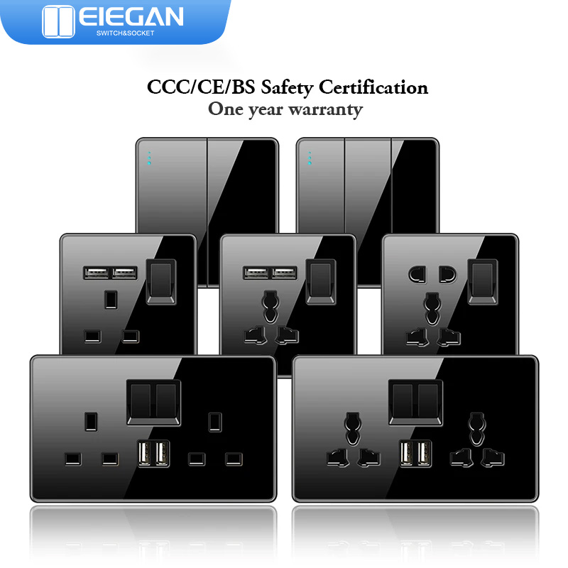 Home Improvement Uk - ELEGAN UK Presa Nera 16A/20A/45A Interruttore