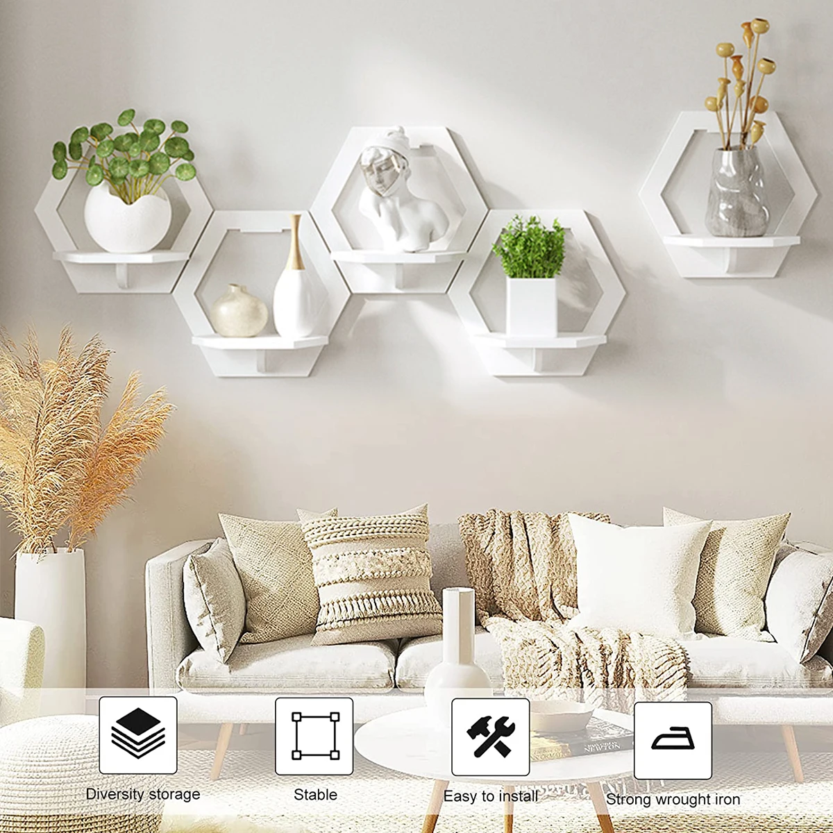 3 pezzi mensola a muro esagona - Home Improvement Tv Show recensione e prezzo